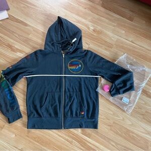 Brand New Aviator Nation Venice Charcoal Zip Hoodie Jacket - Sz L